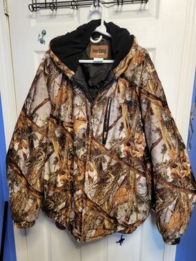 Deer Camp Woodland Camo Hooded Quilt Lined Jacket